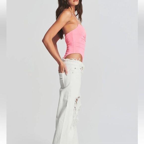 NWT SER.O.YA Ruched Hot Pink Bodysuit Size Medium MSRP $225 - Picture 4 of 11